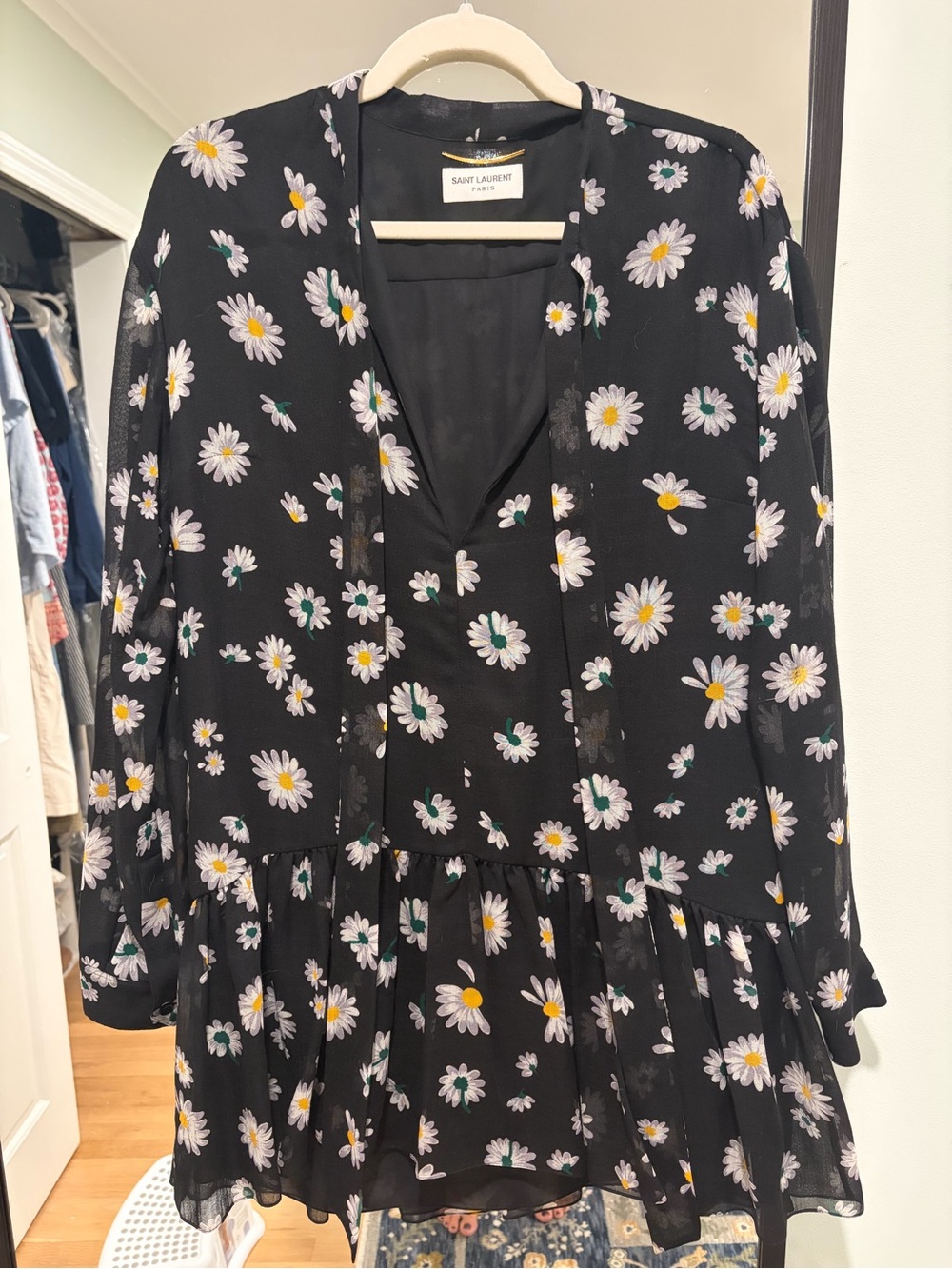 Saint Laurent Paris Daisy Print Silk Blouse Dress - Sz 38 (US 6)
